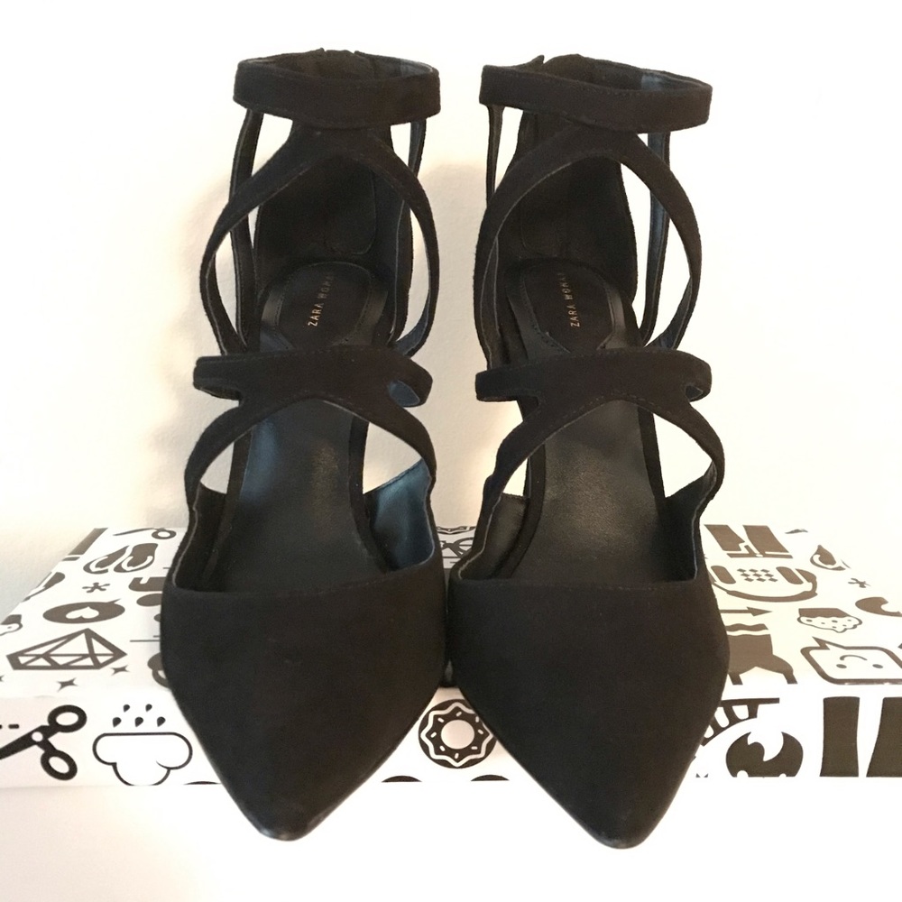 Zara Woman black suede heels